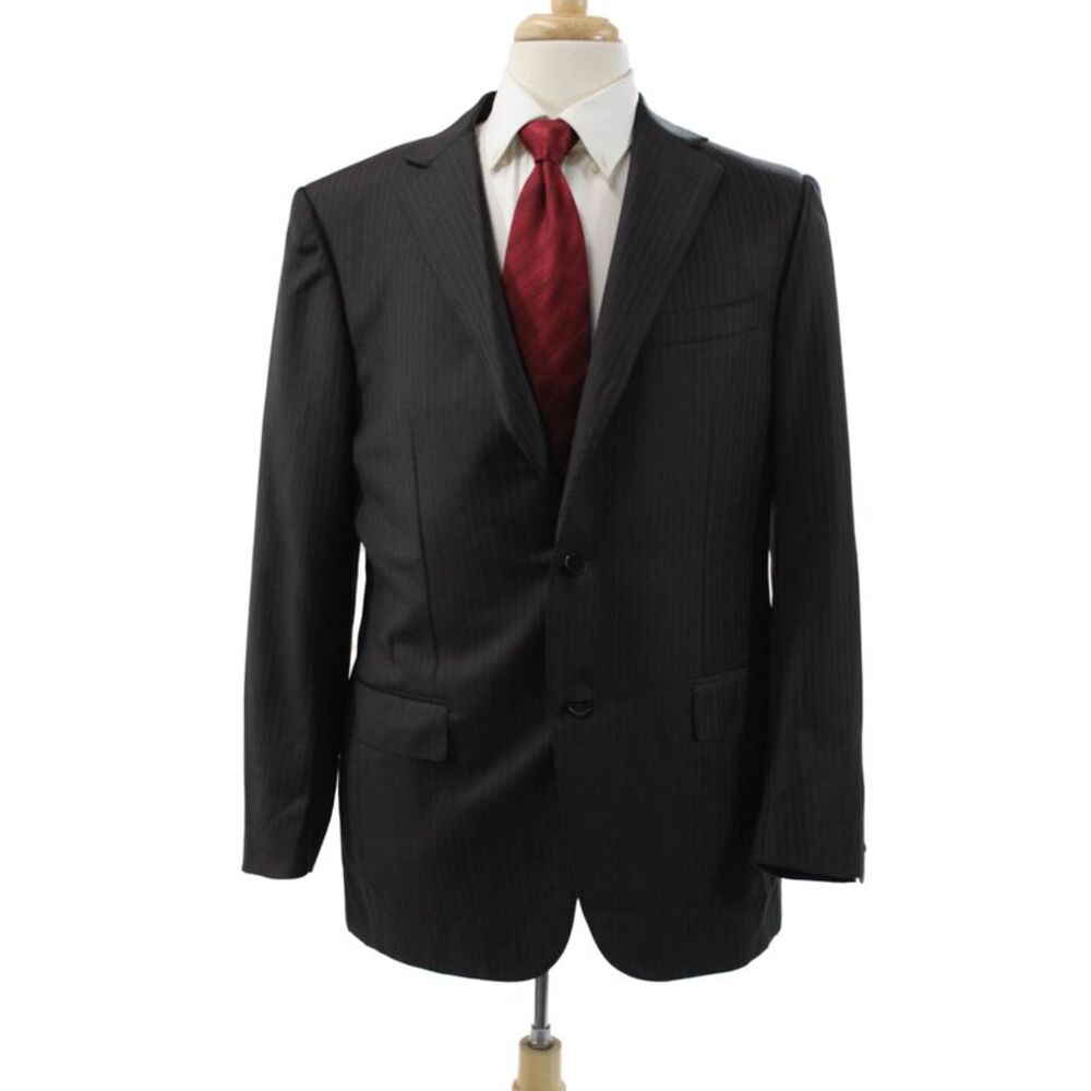 Ermenegildo Zegna Mens Gray Striped Wool Blazer Size 52